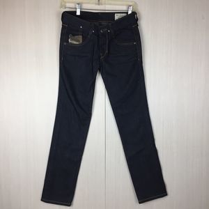 DIESEL CLUSH Women's Dark Blue Jeans W24 L32 STRETCH 008AA Zip Rear Pockets